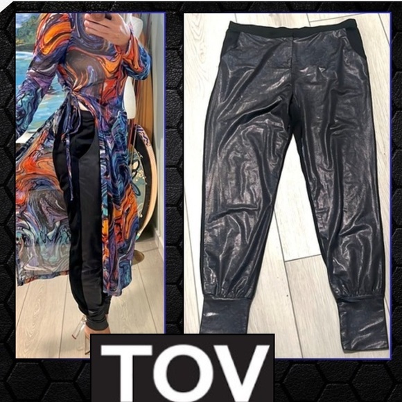 🔥TOV,Incredible & Unique,Glam-Rock Shimmering Pant,Tapered Ankles,Size 42/ (10) - Picture 1 of 16